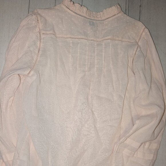 FAHERTY Willa Long Sleeve Organic Cotton Ruffled Blouse Small Vanilla Cream XL - Picture 3 of 5